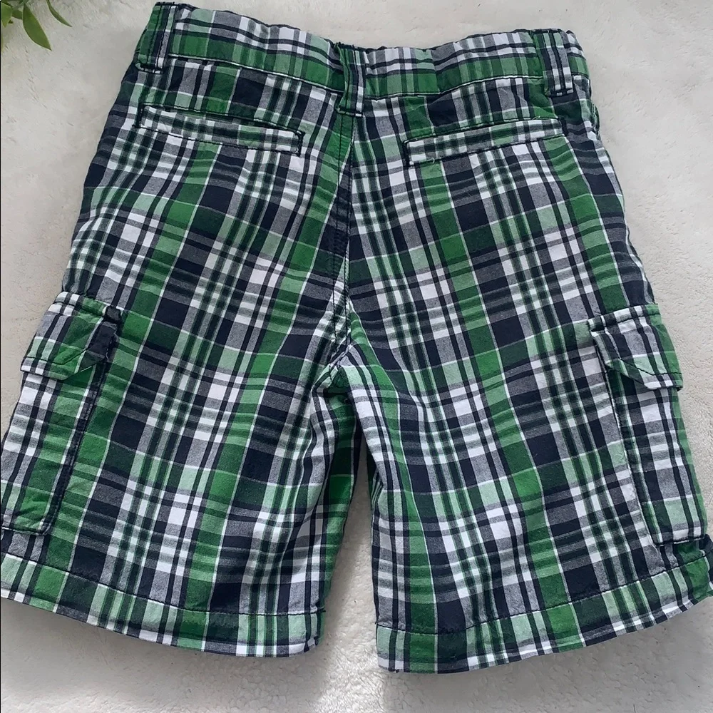 Gymboree Green & Blue Plaid Shorts 4 Adjustable Waist EUC